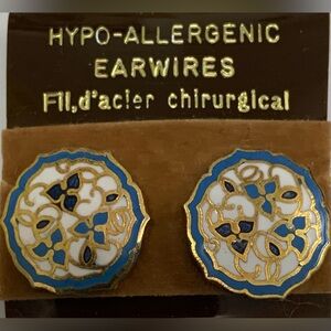 Vintage mini triquetra Cloisonné Earrings Studs